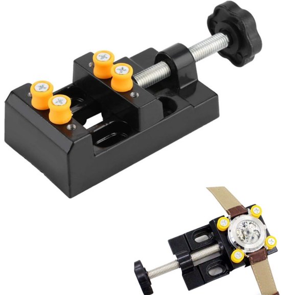 Einteiliger, Verstellbarer Uhrengehäusehalter Aus Schwarzem Metall, Gravierschraubstock Und Schmuckreparaturwerkzeug, Spannbereich 10–55 Mm