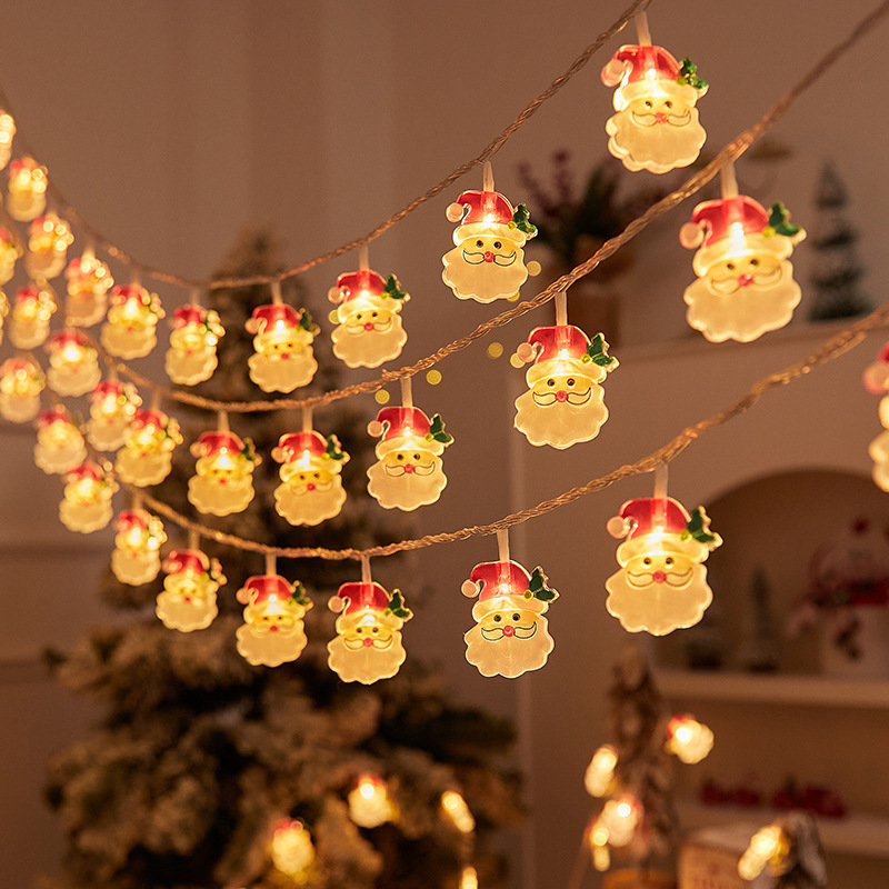 Led-weihnachtsbaum-lichterkette – Weihnachtsmann – Dekorative Beleuchtung – Bemalt – Weihnachtsmann – 6 M, 40 Leds – Batteriebetrieben – Blinkend