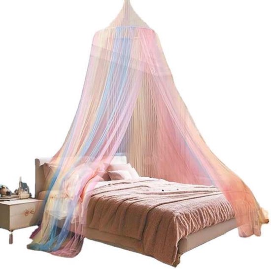 Regenbogen-moskitonetz Für Kinderzimmer, 60 X 250 X 1250 Cm, Atmungsaktives Polyestergewebe, Mückenabweisend, Märchenzelt, Mädchenzimmer, Betthimmel