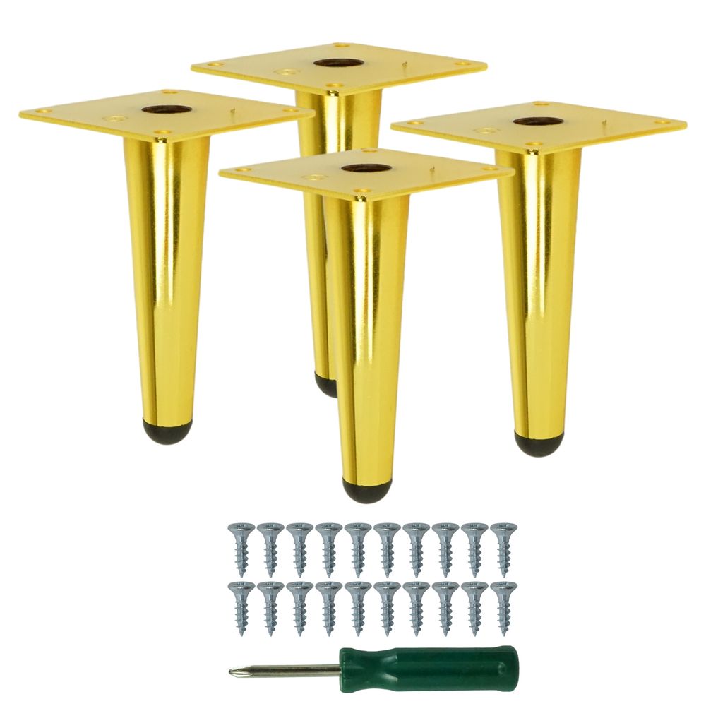 Stahlbeine, 13 Cm, Gerade Sofabeine, Schrankbeine, Goldfarben, 4 Stück