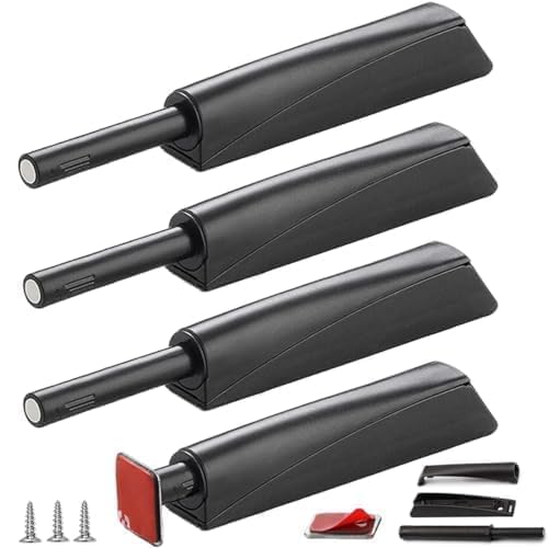 Türschloss-set Für Schranktüren, 4er-pack: Magnetischer Druckverschluss Und Schloss Für Verdeckte Türen, Schubladengriff Mit Druckverschluss, Starker Pop-up-mechanismus, Schwarz