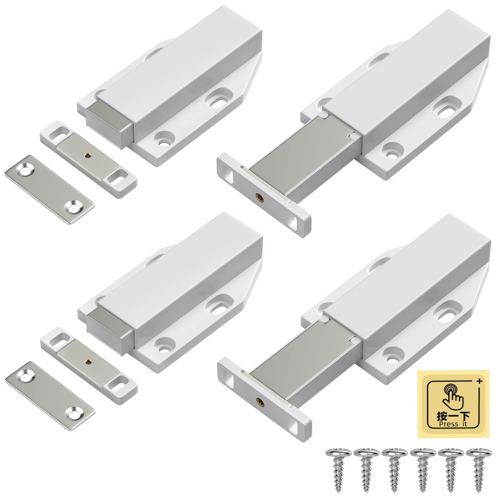 Magnetischer Push-to-open-schranktürverschluss, Push-pull-magnettürschloss Für Große Türen, Push-to-open-schubladentürverschluss, Push-in-türöffner, Küchen-federöffnungs-drückmechanismus