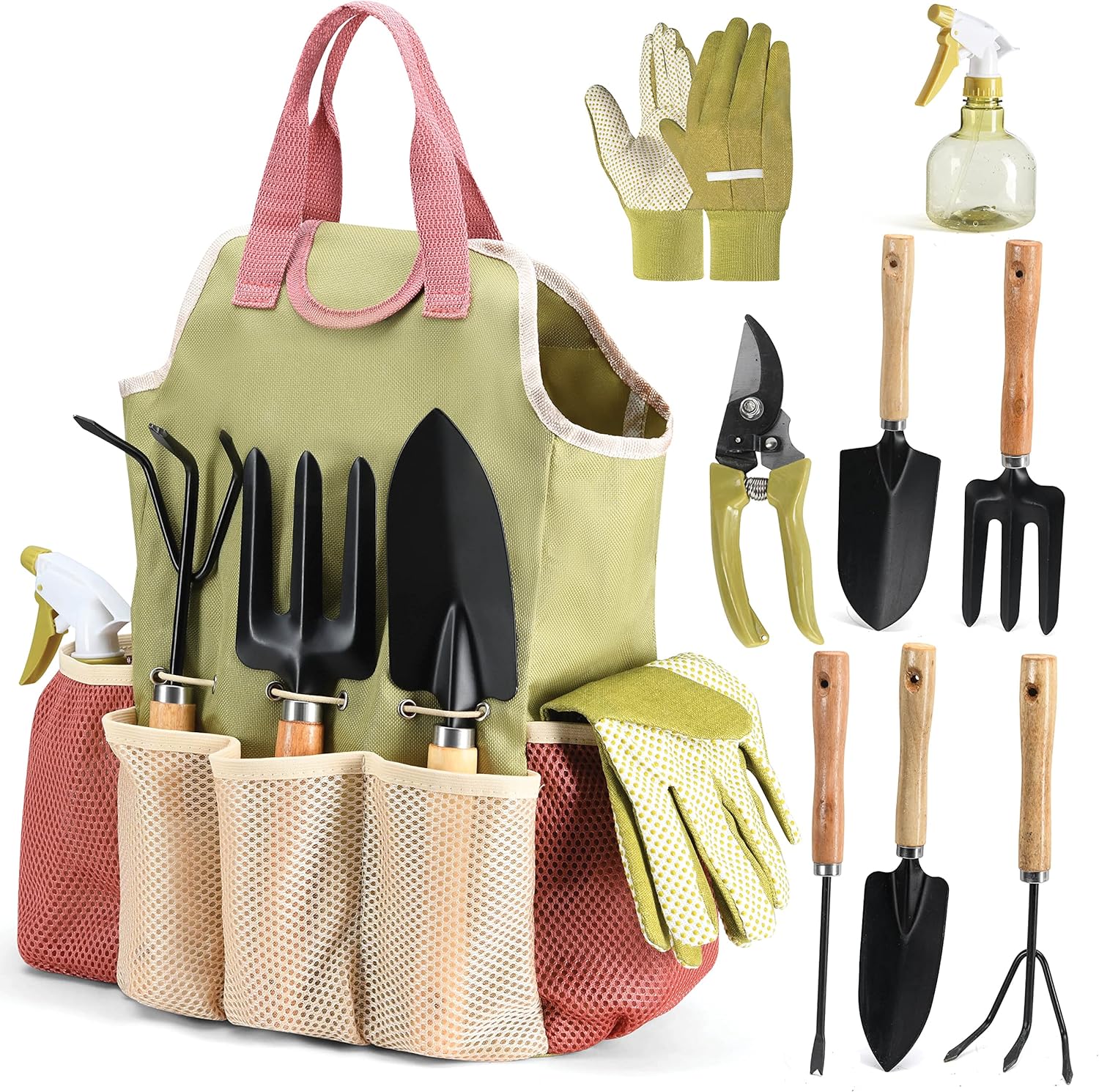 9-teiliges Gartenwerkzeug-set, Bestehend Aus Einem Kompletten Satz Robuster Gartengeräte Und Einer Eleganten Tragetasche