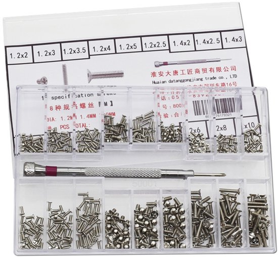 Sortimentsbox - Schrauben - 500-teiliges Mini-reparaturschrauben-set, 18 Größen M1.2/m1.4/m2 Mikroschrauben (silber)