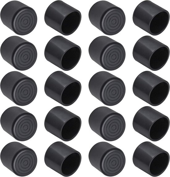 20er-packung Schwarze Runde Gummi-bodenschoner Für Stuhlbeine, 32 X 32 Mm