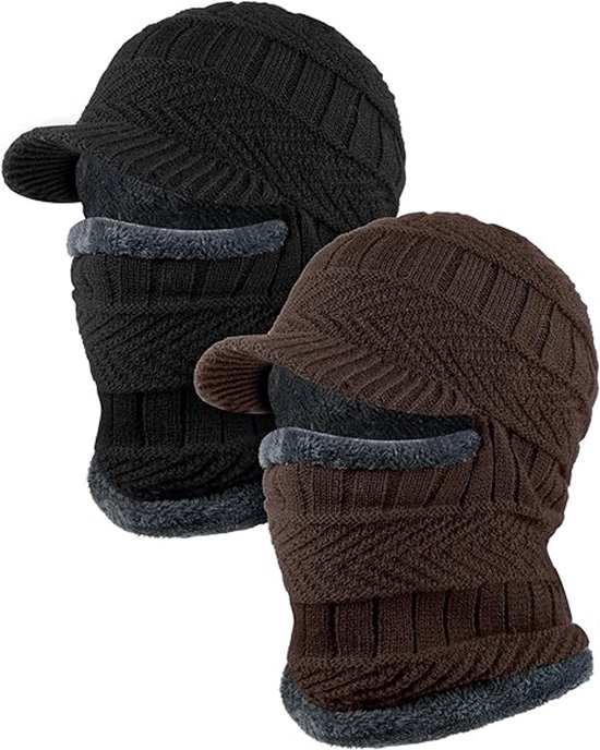 Set Mit 2 Gestrickten Sturmhauben – Warme Skimasken Zum Schutz Von Gesicht Und Hals Für Wintersport, Radfahren Und Outdoor-aktivitäten Bei Kaltem Wetter