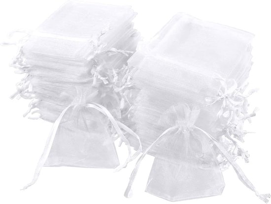 100 Weiße Organza-geschenk- Und Schmuckbeutel, 7 X 9 Cm
