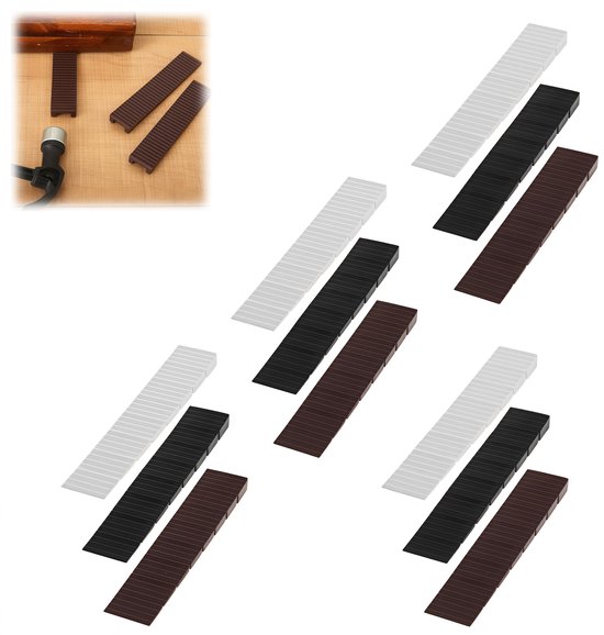 12er-pack Verstellbare, Abgewinkelte Kunststoff-keildichtungen, Weiß, Schwarz, Braun, 10 X 1,95 Cm Für Möbel