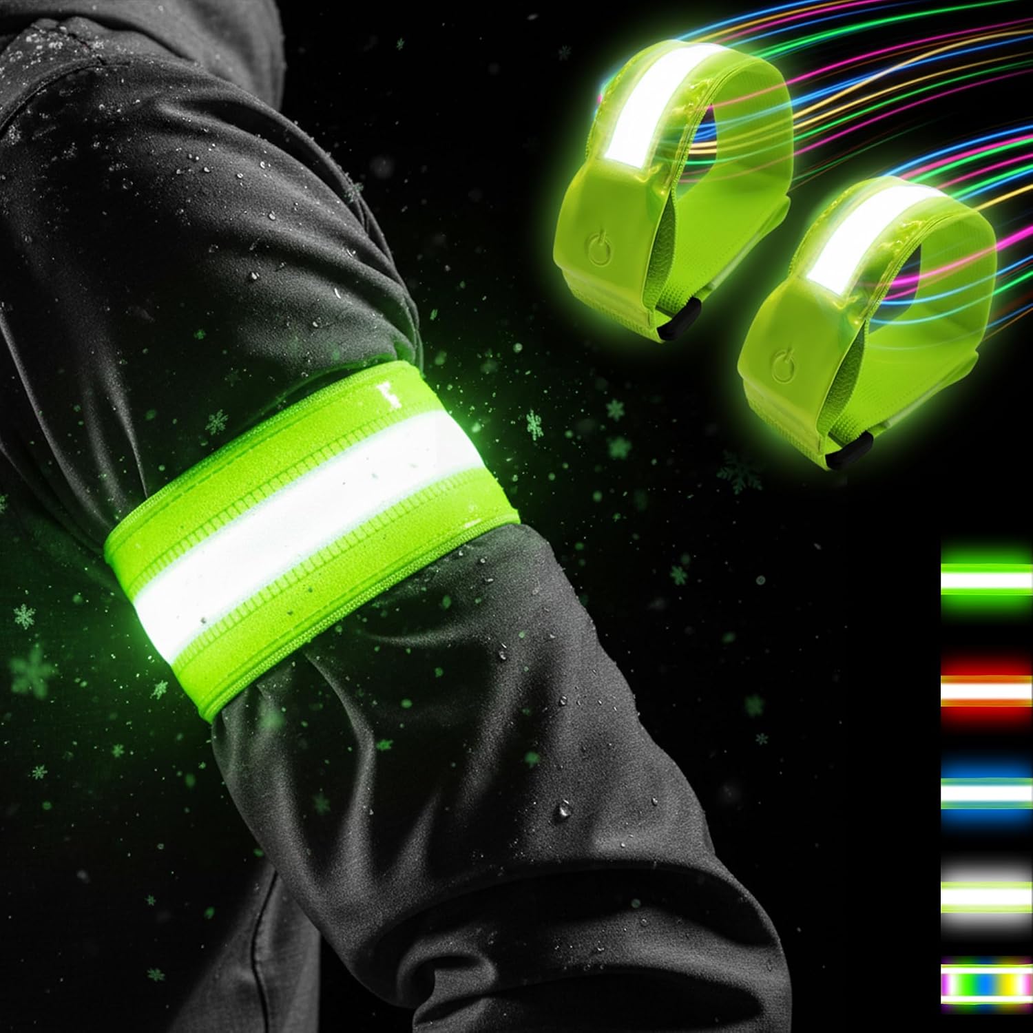 Verbesserte Led-armbänder (2-teilig) – Wiederaufladbare Und Verstellbare, Gut Sichtbare Lauflichter – Sicherheitszubehör – Nachtlauf – 2-teilig