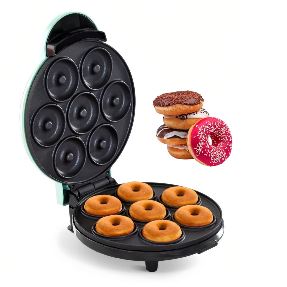 Mini-donut-maker Mit 7 Löchern Und Antihaftbeschichtung – Grün