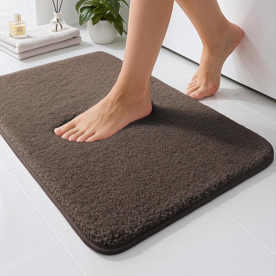 40 X 60 Cm Große Badematte Aus 2 Cm Hohem, Flauschigem Mikrofaser-hochflor, Rutschfest, Super Saugfähig, Maschinenwaschbar, Für Badewannenböden, Braun
