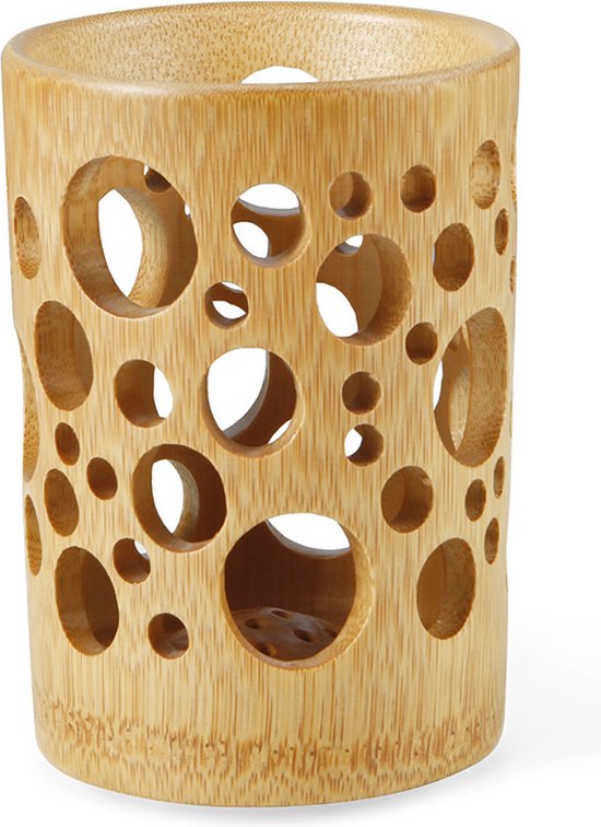 Zahnbürstenhalter – Badezimmer – 10 X 8 X 8 Cm – Freistehender Zahnbürstenhalter – Bambus – Hohl – Zahnbürstenbecher