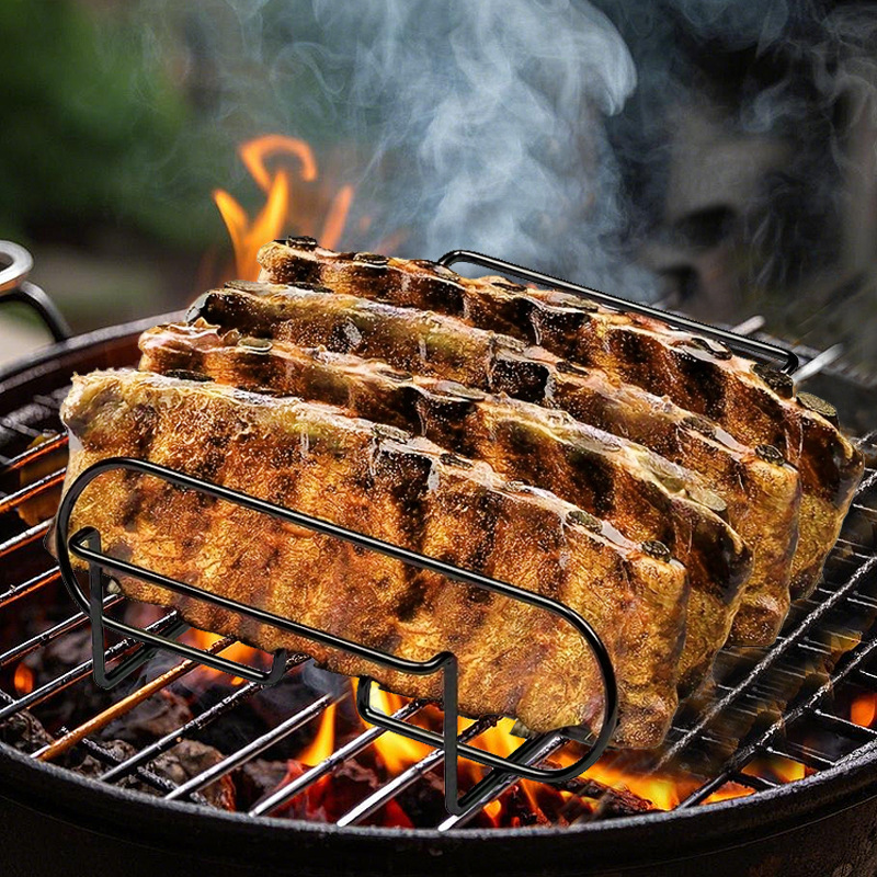 Antihaftbeschichteter Rippchenhalter – Porzellanbeschichteter Stahl-bratrost – 5 Rippchenhalter Zum Grillen Und Barbecue – Das Perfekte Grillzubehör Für