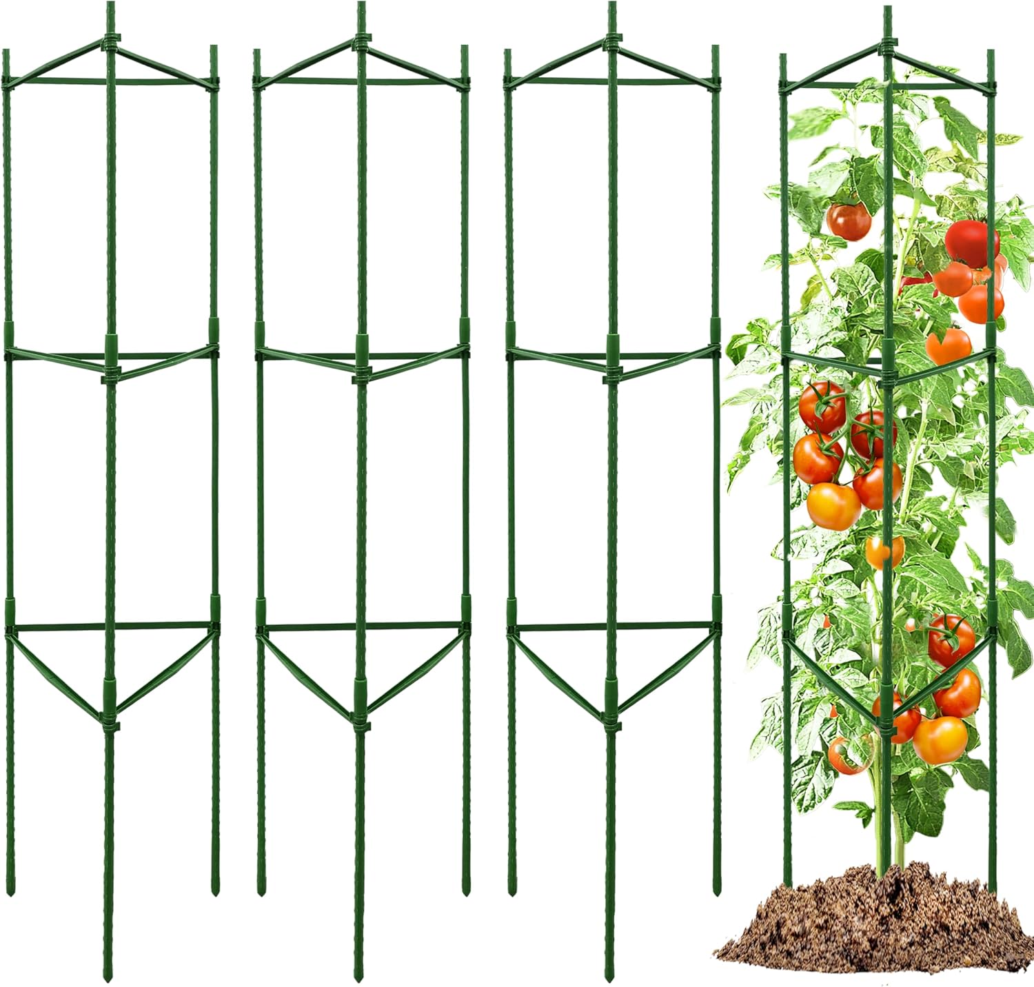 4 Verstellbare Tomatenkäfige – 122 Cm Hohe, Robuste Metall-pflanzenstütze – Diy-rankgitter Für Garten Und Töpfe – Höhenverstellbar Von 40,6 Bis 488,8 Cm