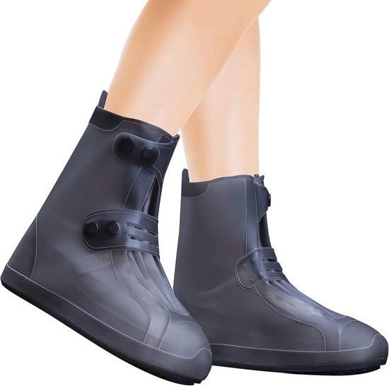 Regenstiefel – Strapazierfähige, Wasserdichte Überschuhe – Unisex-überschuhe – Regenstiefel – Schwarz – Wasserdicht Und Rutschfest – Größen 40–42