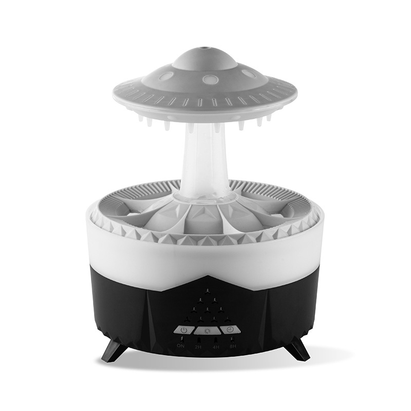 Raincloud Luftbefeuchter – Aromadiffusor – Mit Fernbedienung – Ufo-design – 7-farbiges Led-aromalicht – Regengeräusche Für Einen Erholsamen Schlaf
