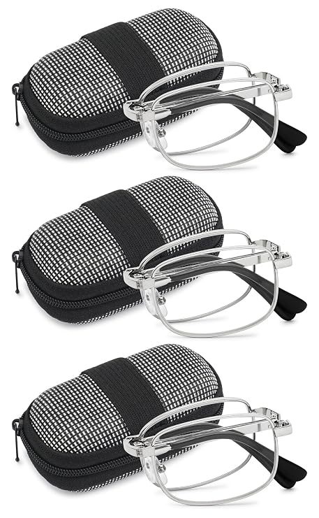 3-teiliges Set Herren-lesebrillen, Faltbare Metallbrillen (1.0+).