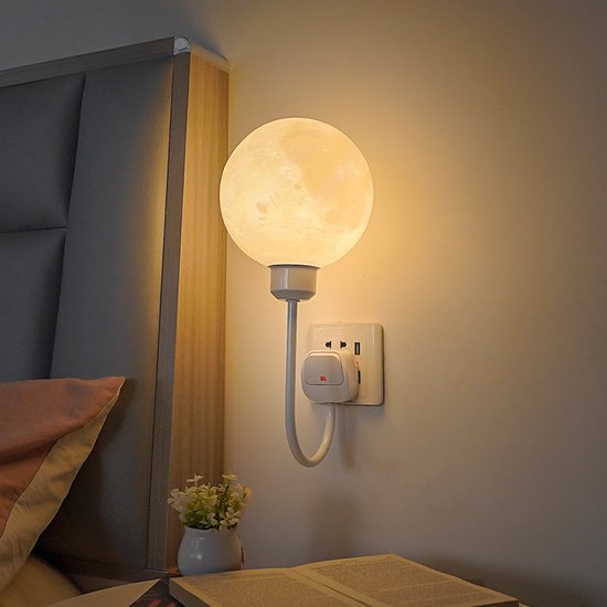 3d-mondlampe, Mini-nachtlicht Mit Timer Und Dreifarbigem Lichtwechsel, Für Nachttisch Und Kinderzimmer