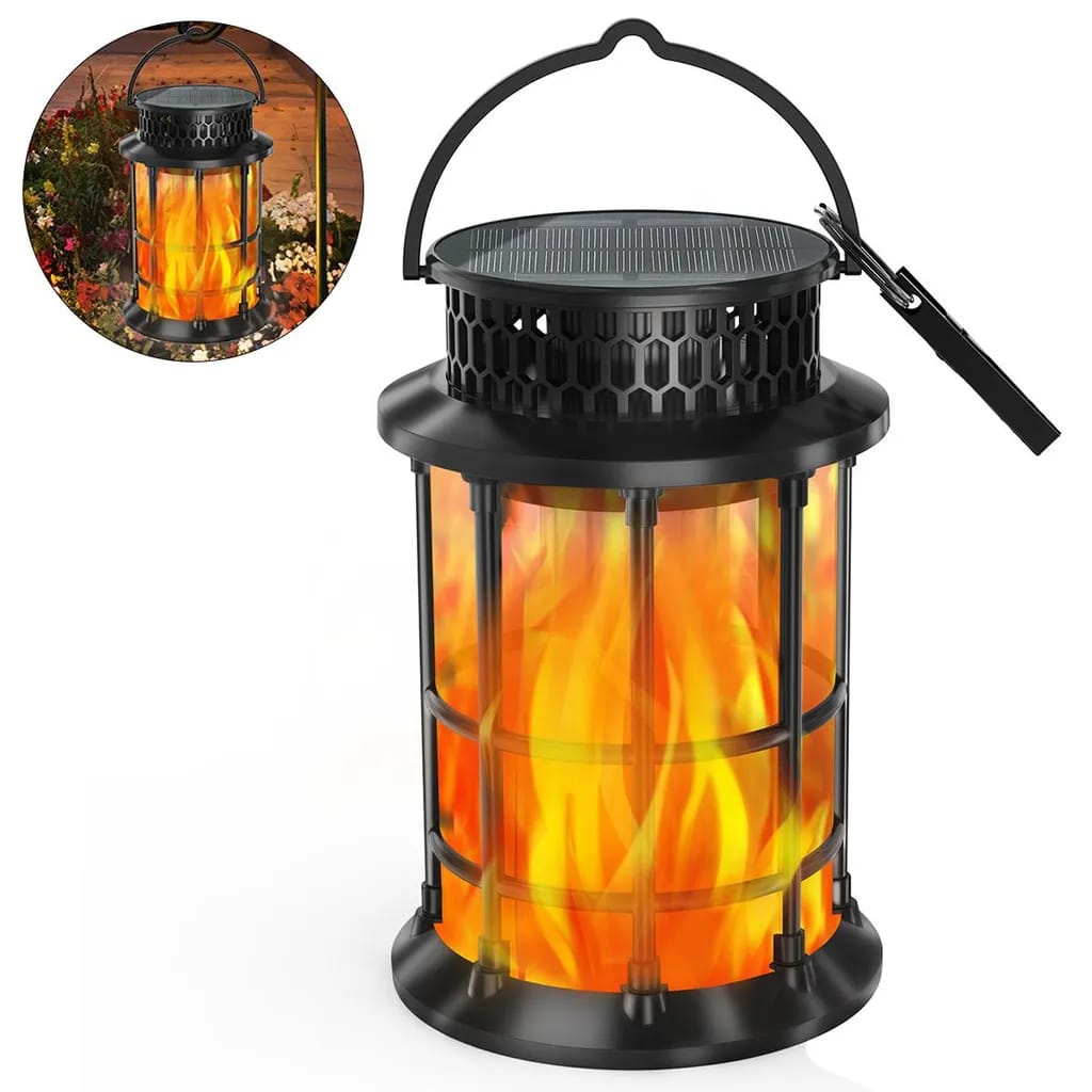 Solar-gartenleuchte Für Den Außenbereich, Hängende Solarlaterne, Realistischer Flammeneffekt, Wasserdichte Solarleuchte Ip65, Mit Klemme, Geeignet Zur Gartendekoration.