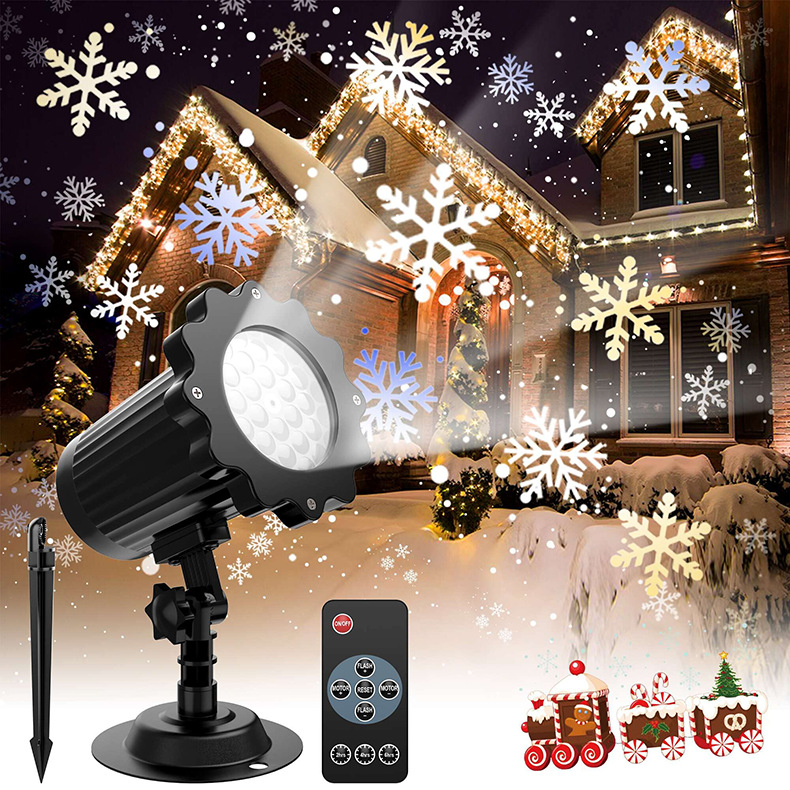 Weihnachtsschneeflockenprojektor Mit Erdspießen Für Den Außenbereich – Ip65 Wasserdicht – Dekorative Led-wandbeleuchtung In Schneeform