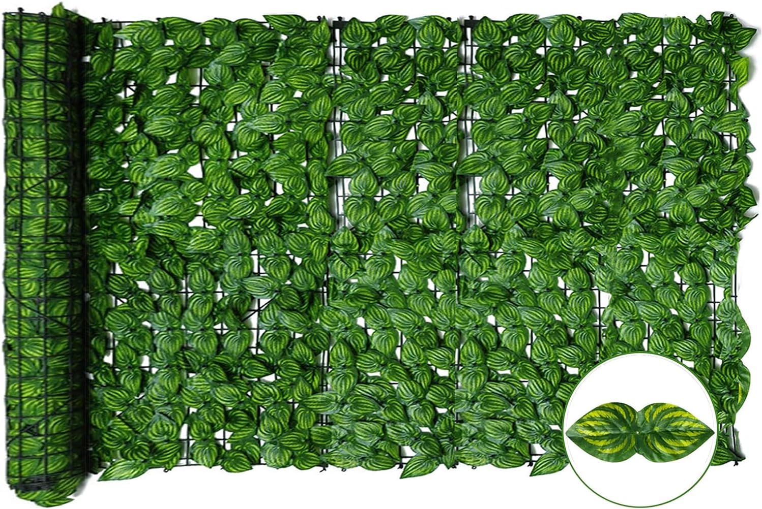 Sichtschutzzaun Aus Künstlichem Efeu, Grüne Wand, 0,5 M X 3 M Balkon-sichtschutz Mit Künstlichen Blättern, Grüne Zaunrolle Mit Künstlichen Wassermelonenblättern