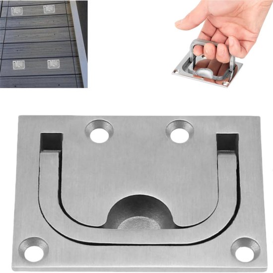 Stück – 76 X 56 Mm Eingebauter Lukenring Und Deckbodenverriegelungsgriff Aus Edelstahl – Silber – Für Boote