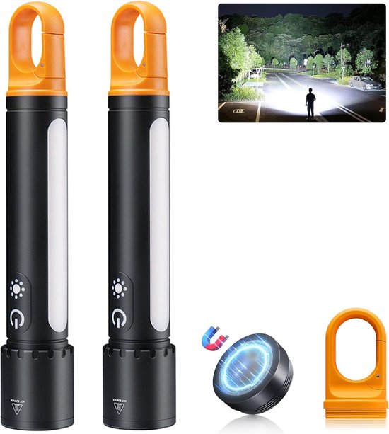 2-teilige Led-taschenlampe – 1500 Lumen – 3500 Mah – 200 M Reichweite – 9 Leuchtmodi – Ipx4 Wasserdicht – Wiederaufladbar – Ideal Für Camping, Notfälle Und Angeln