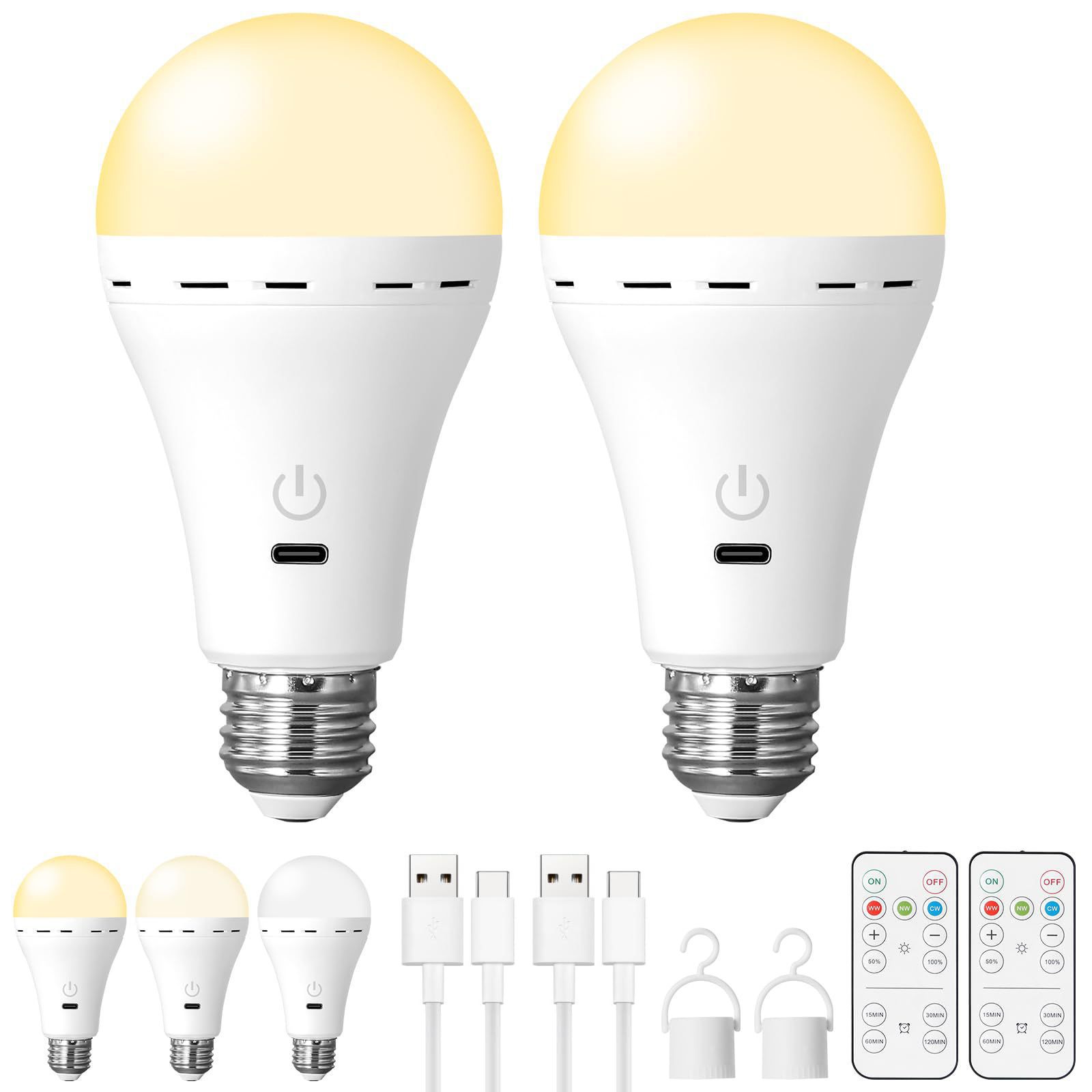 2 Led-leuchten – Wiederaufladbarer Akku – Mit Fernbedienung – Dimmbar – Mit Timerfunktion – 3 Farbtemperaturen – Für Den Innen- Und Außenbereich