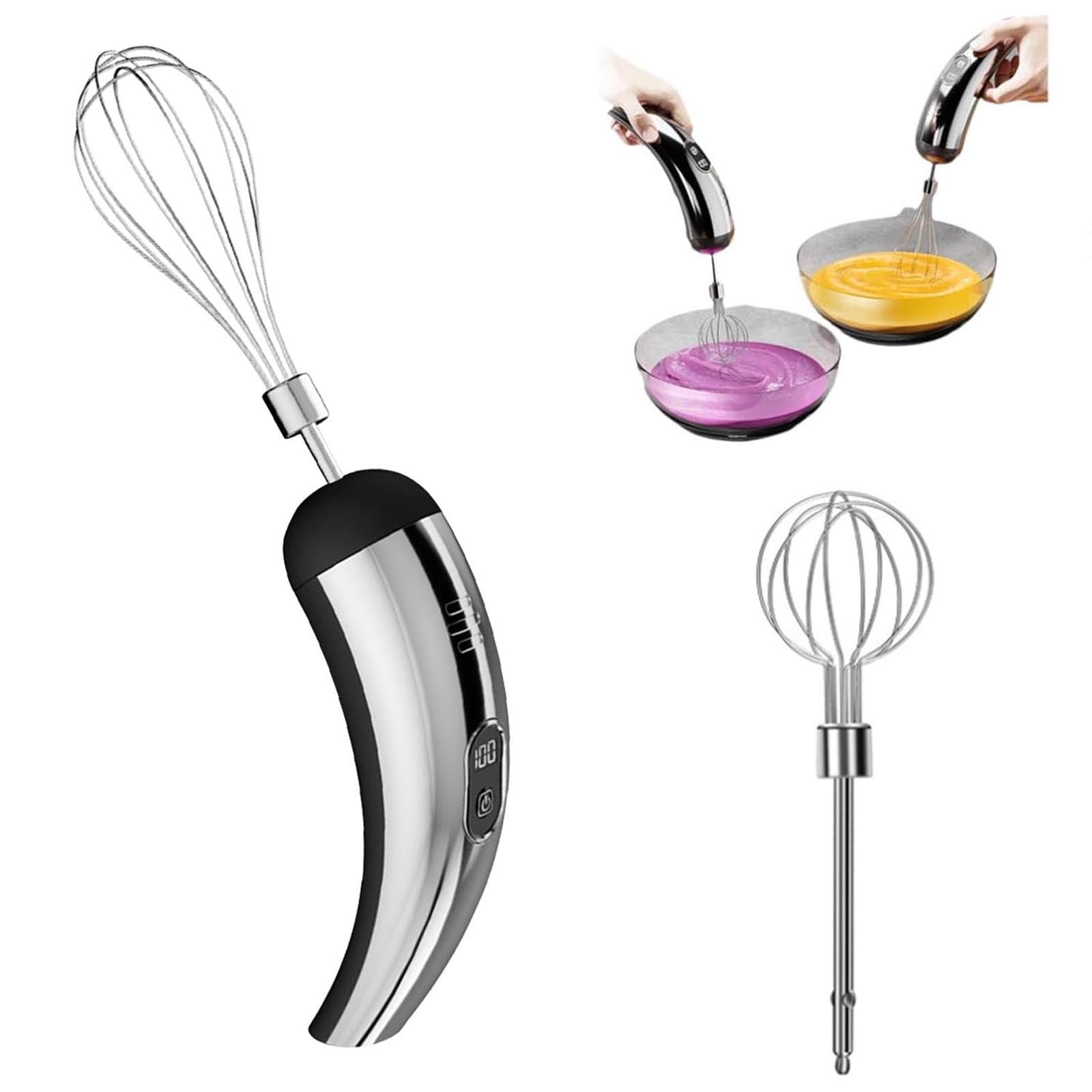 Kabellos Aufladbarer Handmixer – Leistungsstarker Mixer Zum Backen Von Kuchen, Cremes Und Desserts – Ein Küchenhelfer Für Zuhause Und Heimwerker (silber & Schwarz)
