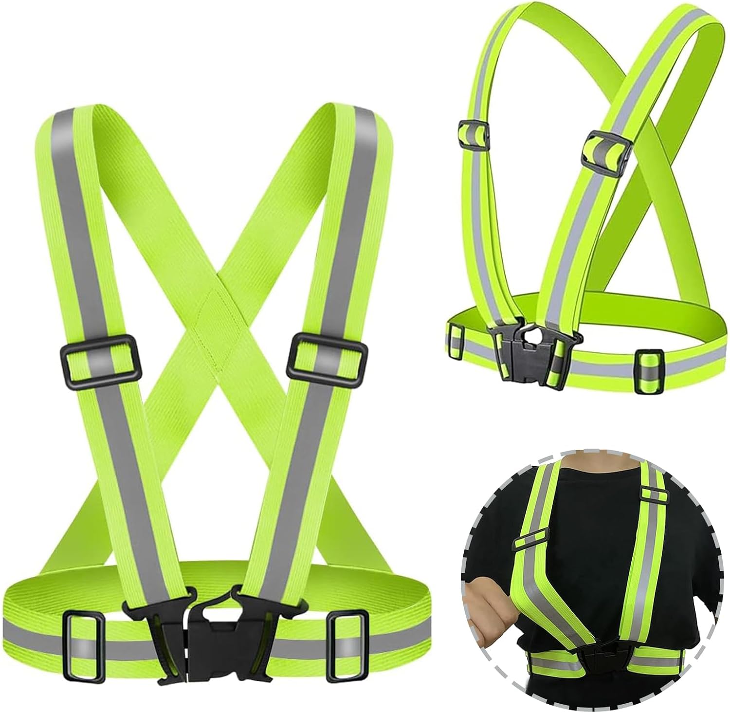 2-teiliges Set Reflektierender, Elastischer Sicherheitswesten – Verstellbar – Hohe Sichtbarkeit – Atmungsaktiv – Ideal Für Outdoor-aktivitäten Wie Laufen Und Radfahren