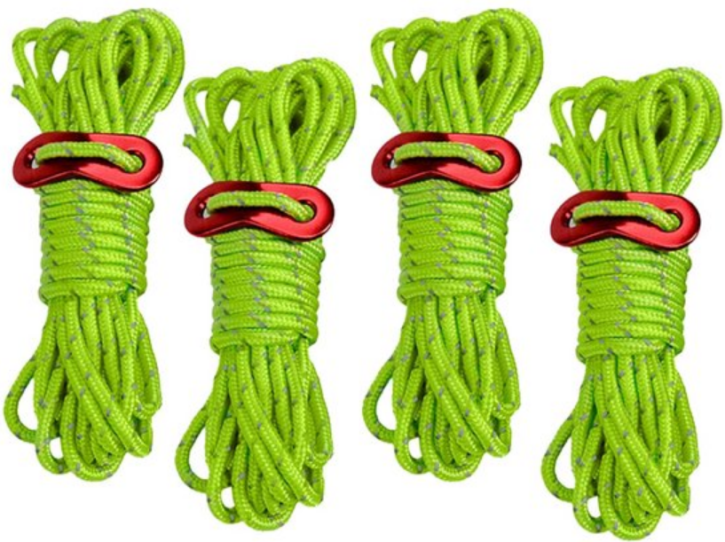 4 Campingseile, Reflektierende Kordelzüge, Aluminium-kordelspanner, 4 Meter Zeltseil, Schnallen, 4 Mm Nylon, Winddichte Markisengurte, Wäscheleine