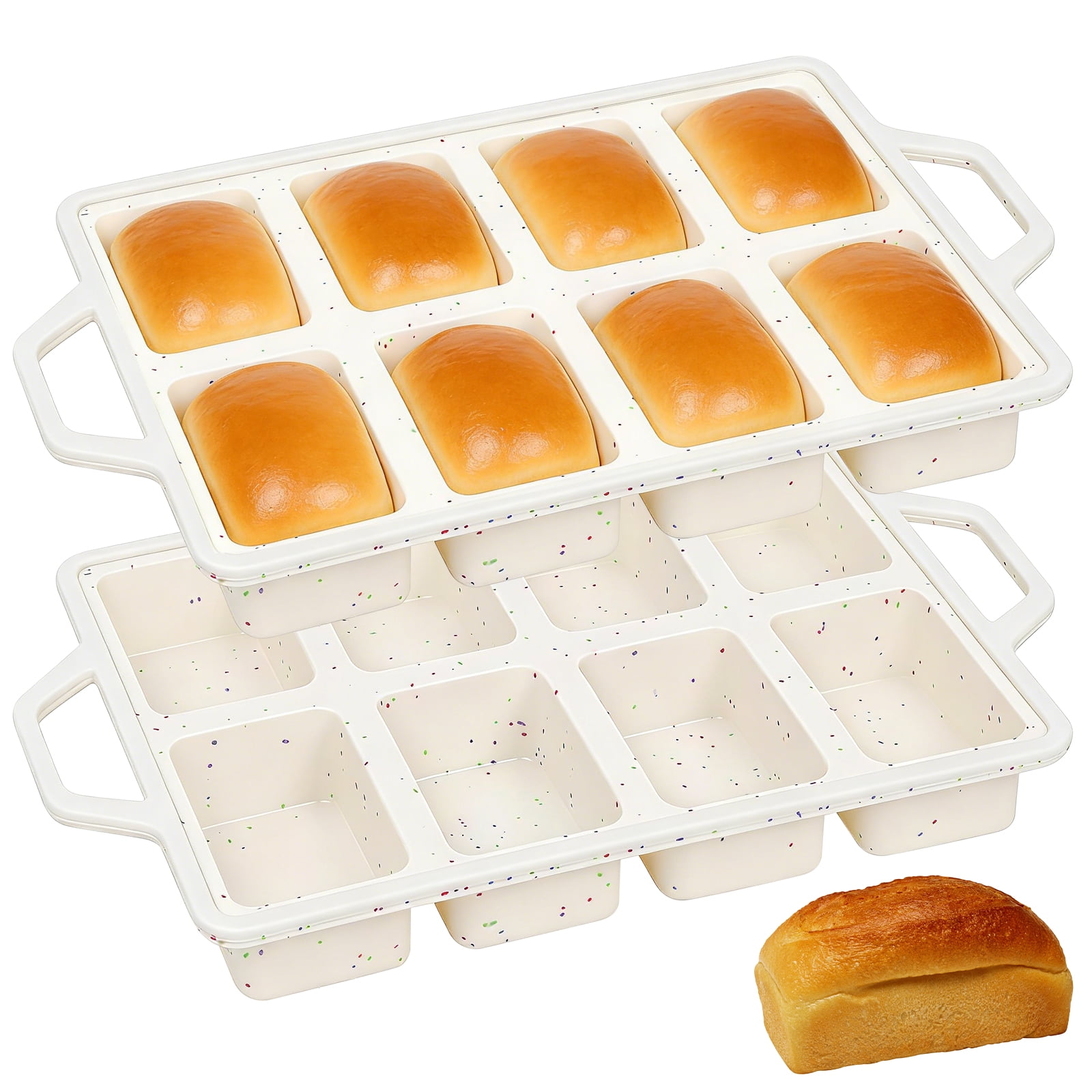 2er-pack Mini-toastformen Aus Silikon (8 Mulden), Verstärkte Quadratische Muffinform Aus Eisen, Antihaftbeschichtet, Lebensmittelecht, Spülmaschinenfest