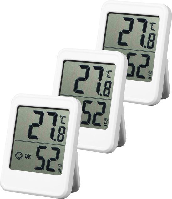 3er-pack Digitales Mini-thermometer Und Hygrometer Für Den Innenbereich Mit Komfortanzeige