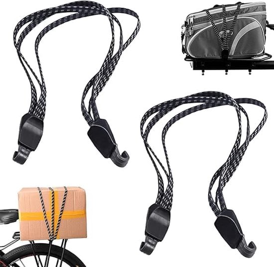 2 Stück 65 Cm Lange, Verstellbare Elastische Fahrradseile Mit Robusten Haken, Flache Gummi-gepäckgurte Für Fahrradgepäck, Befestigungselemente