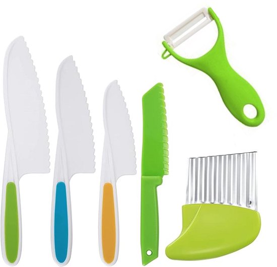 6-teiliges Kindersicheres Küchenmesserset Aus Kunststoff – Grün