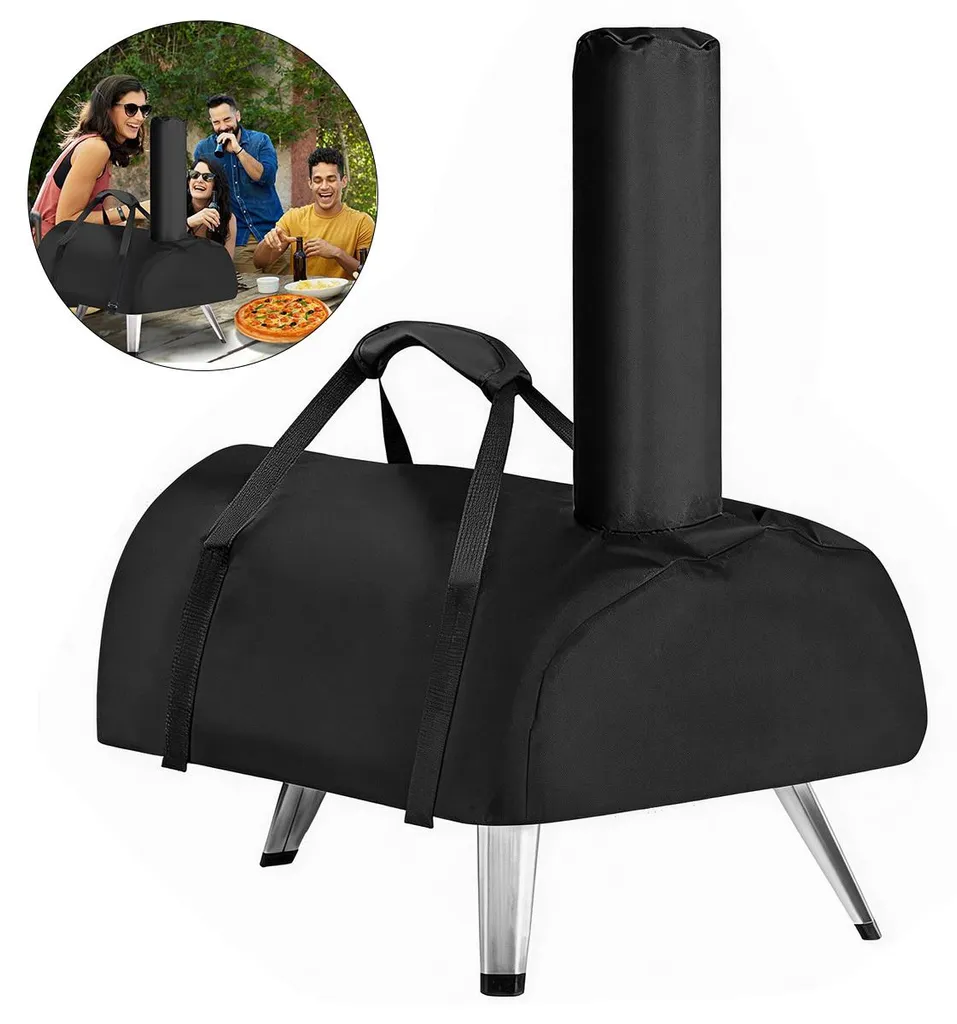 Pizzaofen-abdeckung – Wasserdichte Tragetasche Für Pizzaöfen Aus Oxford-gewebe, Wetterfest, 420d Oxford-gewebe, Schwarz, 81 X 42 X 21 Cm