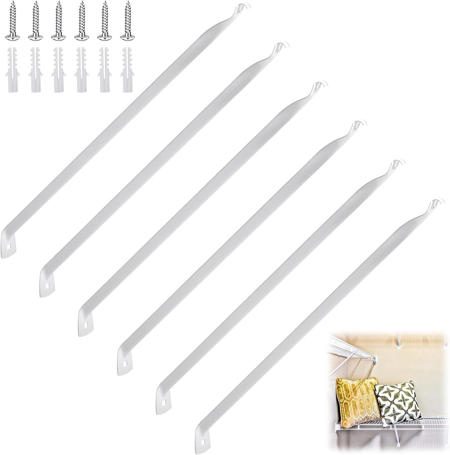 6-teiliges Set Aus Metall-drahthalterungen Mit Schrauben Für 12-zoll-regalböden, Geeignet Für Schränke, Kabelmanagement Und Wohnmobilzubehör