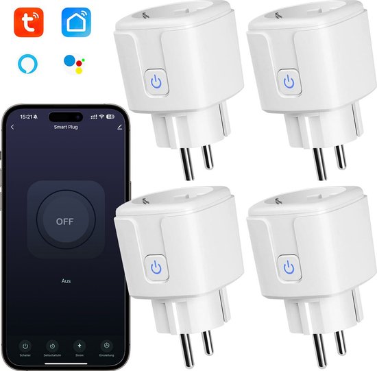 4er-pack Smarte Wlan-steckdosen, Europäischer Standard, 16 A, Energiemessung, Smartphone-steuerung