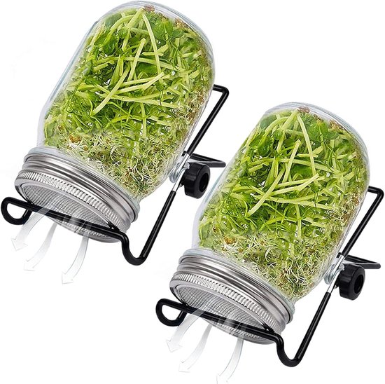 Keimtopf, 2 Sets Mit Breiter Öffnung Für Sprossen, Netzdeckel, 473 Ml Keimset Mit Verstellbarem Ständer, 12,5 Cm, Transparentes Sprossen-anzuchtset Für
