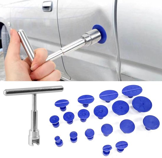 Auto-dellenreparaturset (kleber Nicht Enthalten), Ein Set, T-förmiger Gleithammer, Reparaturzubehör, 120 X 95 Mm, Für Autos, Metall, Glas, Fliesen, Silber Und Blau