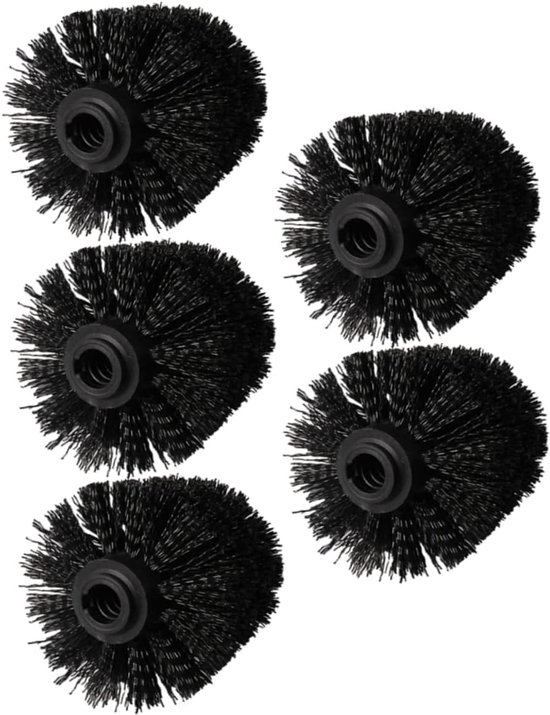 5-teiliges Set Universeller Ersatz-toilettenbürstenköpfe Aus Kunststoff (12-mm-gewinde, Schwarz, 80 X 100 Mm)