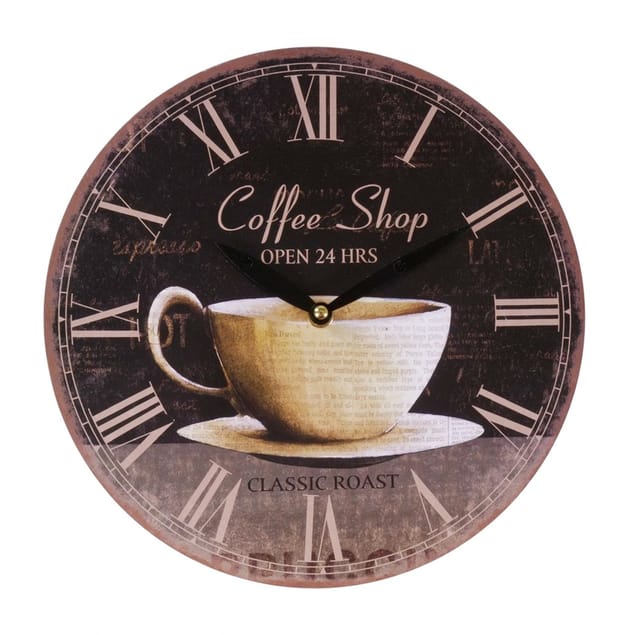 Buri - Zeitlose Wanduhr Ø29cm Landhausstil Shabby Vintage Antik Küchenuhr Holzuhr Deko - Coffee Shop