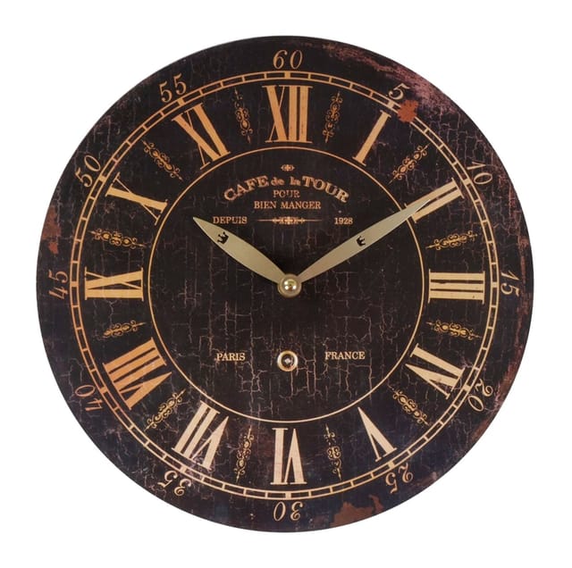 Buri - Zeitlose Wanduhr Ø29cm Landhausstil Shabby Vintage Antik Küchenuhr Holzuhr Deko - Antik