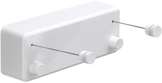 Einziehbare Wäscheleine, Geeignet Für Den Innen- Und Außenbereich, Zwei 4,2 Meter Lange Wäscheleinen Aus Edelstahl, Zur Wandmontage, Weiß.