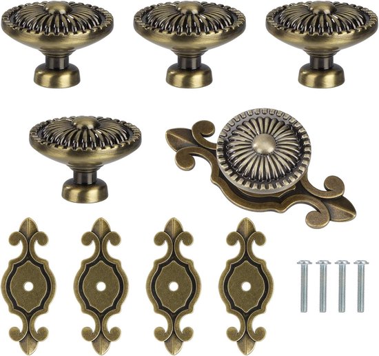 5-teiliges Set Runder, Bronzefarbener Schrank- Und Schreibtischgriffe In Drachenform Mit Schrauben Im Retro-stil