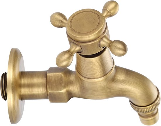 Vintage-wasserhahn Aus Massivem Messing Mit Dichtungsscheibe, G1/2 Einzel-kaltwasserhahn Zur Wandmontage, Geeignet Für Pool, Garten Und Bad, Küche Und Wc.