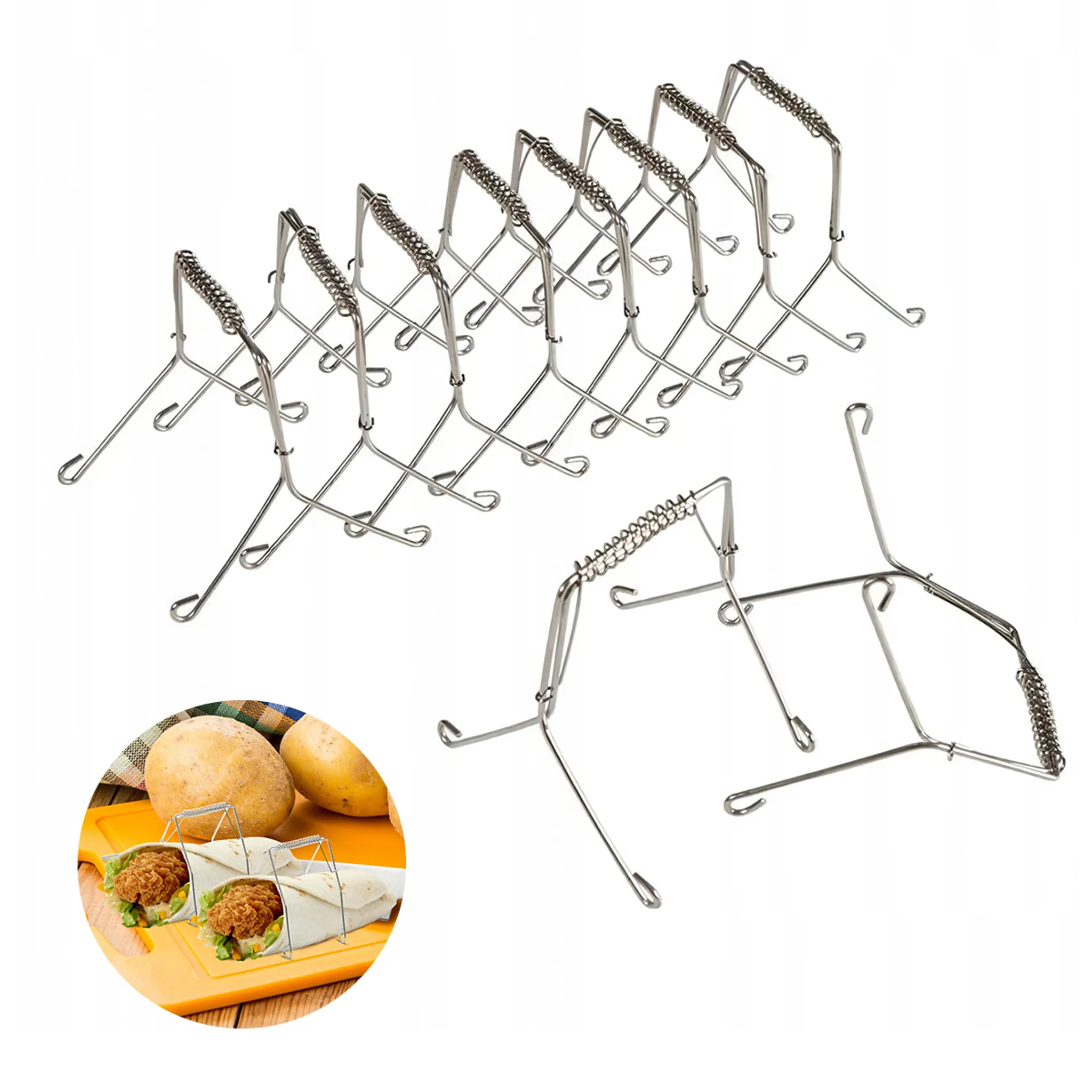 10 Tortilla-klammern, Tortilla-ringe, Edelstahl, Wiederverwendbar, Tortilla-spieße, Tortilla-zangen Zum Grillen Und Kochen.