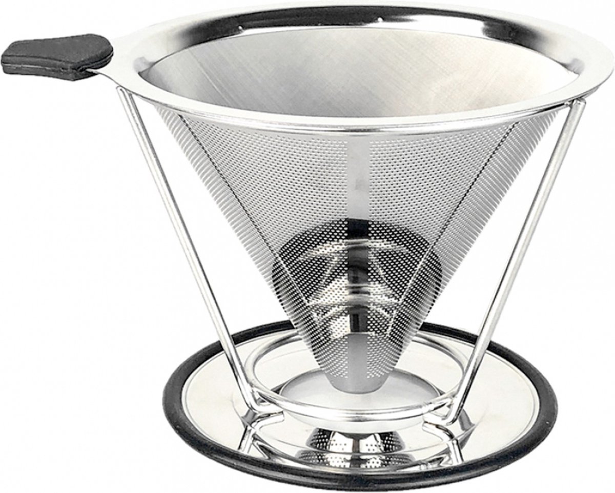 2-in-1 Edelstahl-kaffeefilter- Und Ständer-set Für Reisen Und Camping.