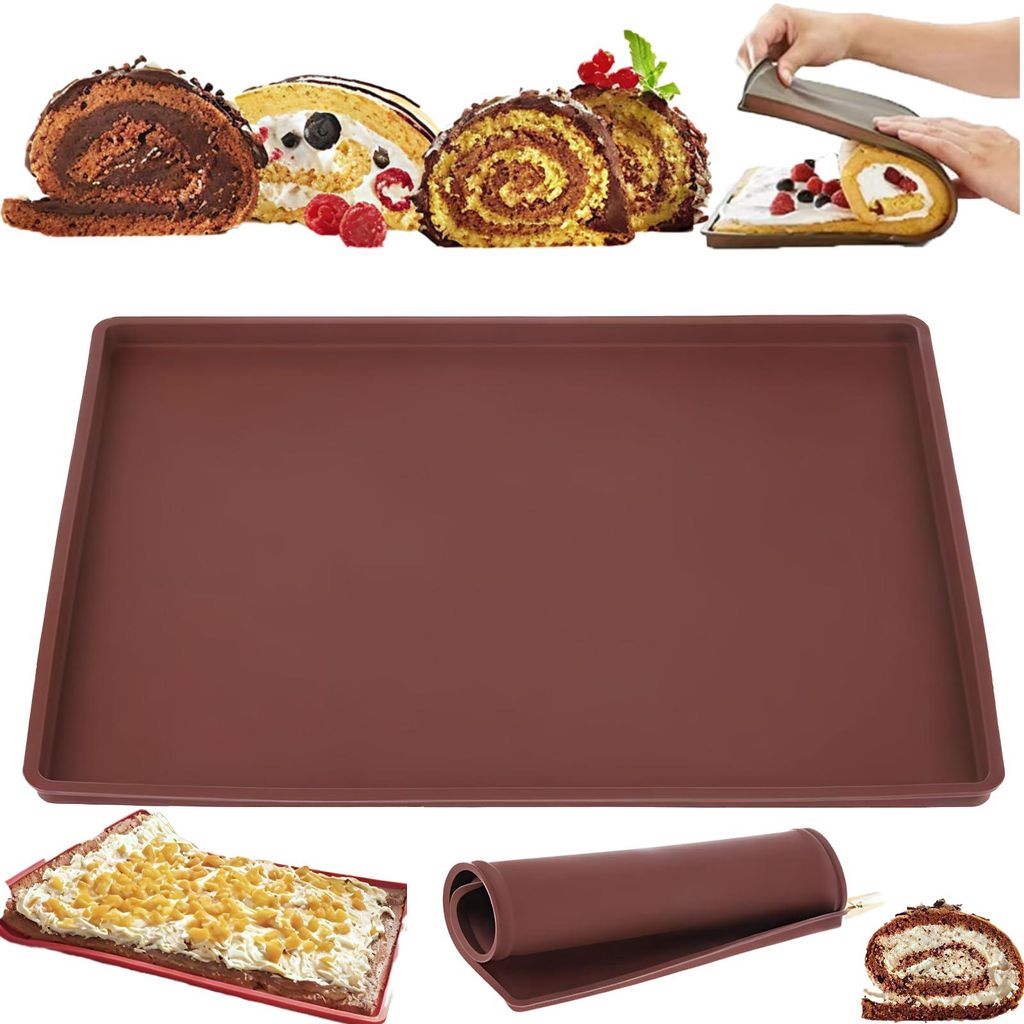 Wiederverwendbare, Lebensmittelechte Silikon-backmatte Für Bleche, Antihaft-gebäck- Und Pizza-einlage (30 X 40 Cm, Braun)
