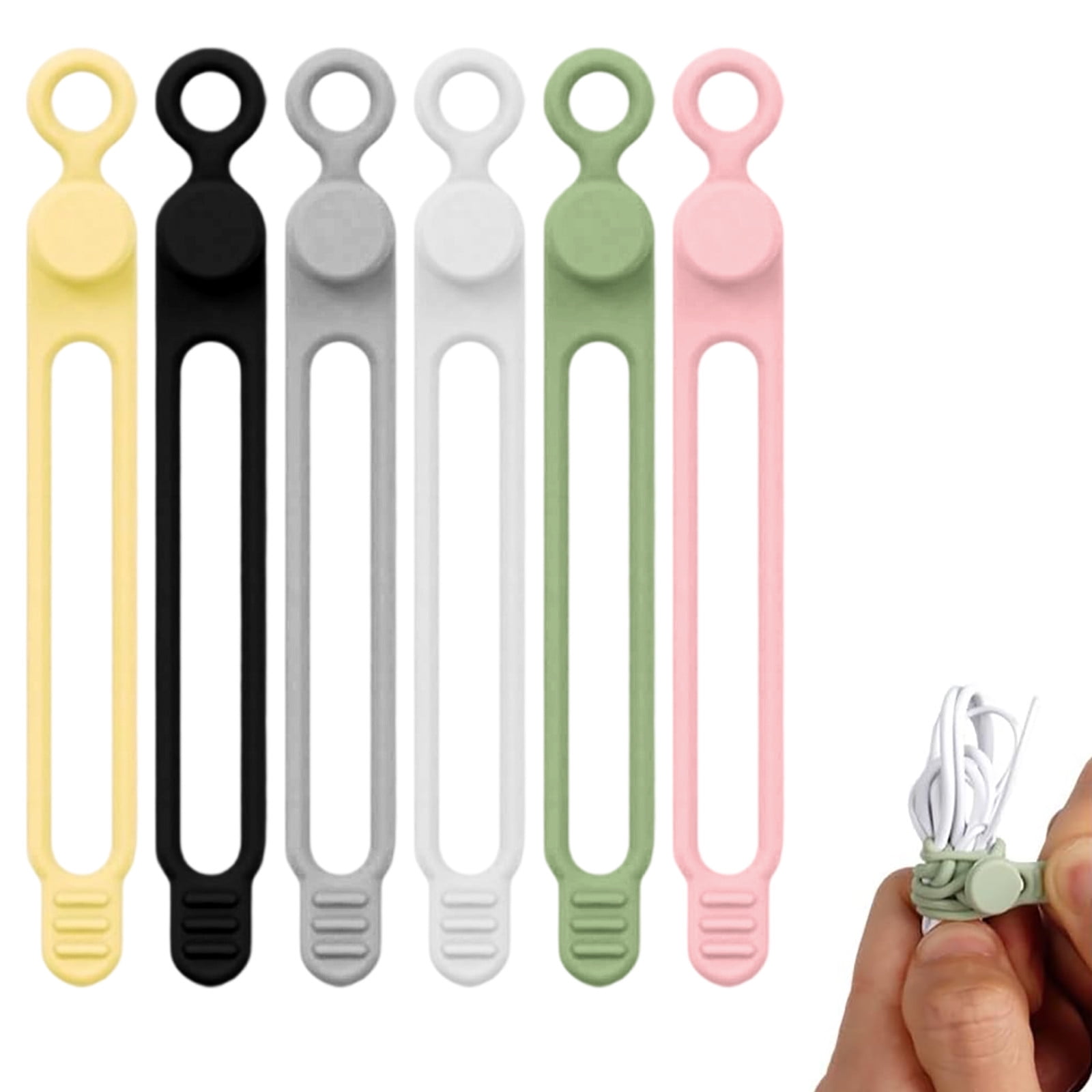 6 Flexible, Wiederverwendbare Silikon-kabelbinder, Starkes Anti-rutsch-design, Für Kabel Bis Zu 1,27 Cm Durchmesser, Langlebige Kabelclips Zur Organisation Elektronischer Kabel